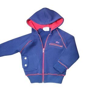 Vintage Izod Lacoste Hoodie Toddler 24 Months Blue Red Zip Shirt Jacket Baby
